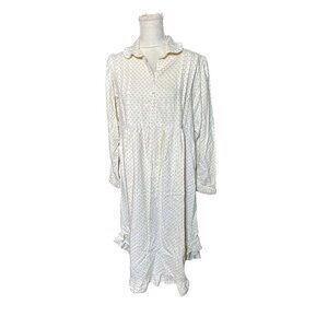 Vintage Barad & Co Womens Floral Flannel Nightgown L 100% Cotton Long Sleeve